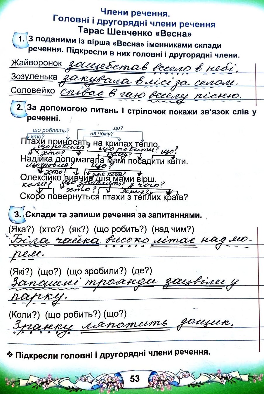 Сторінка 53 частина 2 гдз 3 клас робочий зошит українська мова Чабайовська  Омельченко Синільник