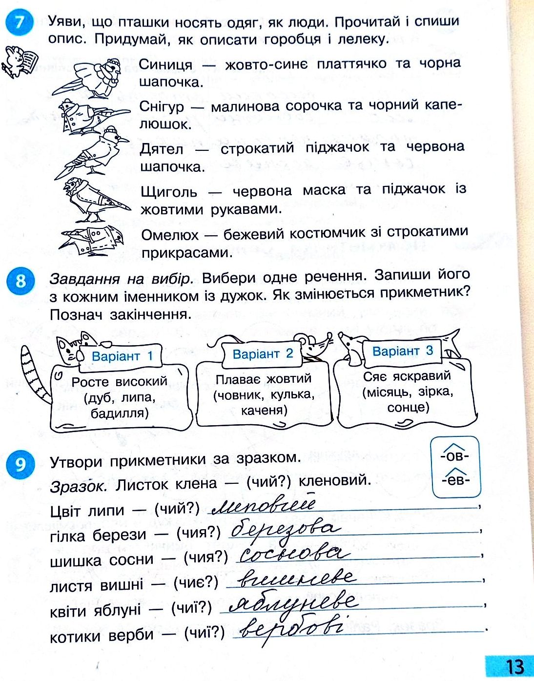 Сторінка 13 частина 2 гдз 3 клас робочий зошит українська мова Большакова