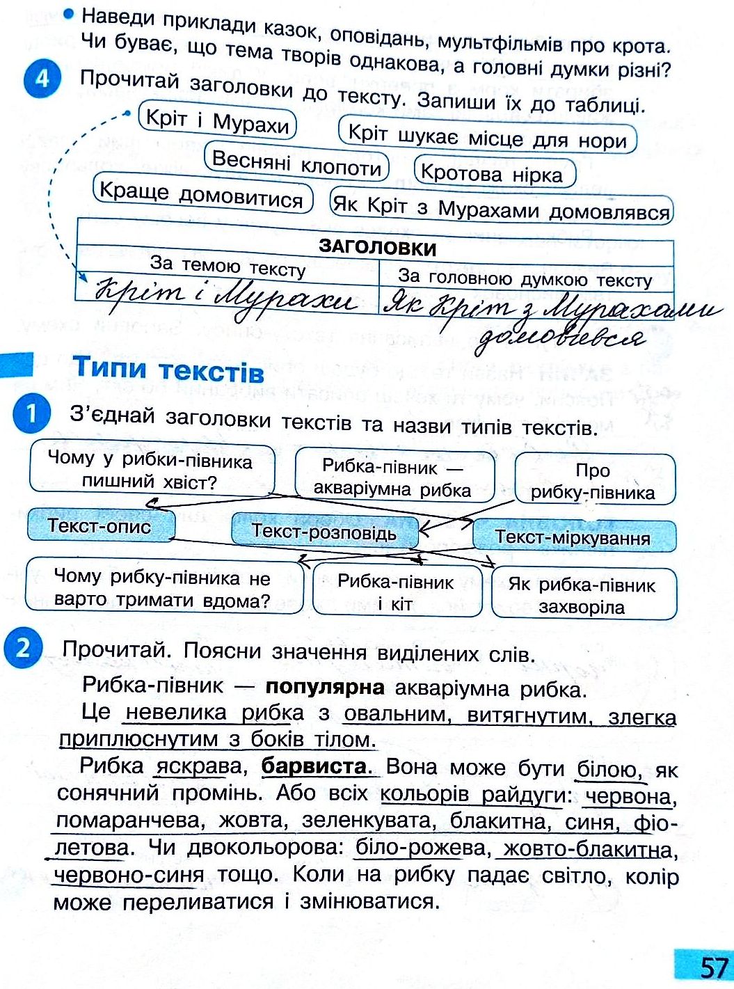 Сторінка 57 частина 2 гдз 3 клас робочий зошит українська мова Большакова