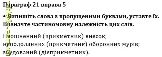 Параграф 21 вправа 5 гдз 7 клас українська мова Голуб Н.Б. Горошкіна О.М. 2024